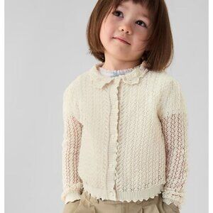 Gap × DÔEN Baby Linen-Blend Cardigan Size 2T Ivory Crochet